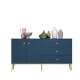 Skjenk MARINE - 160x85 cm - marineblå - 2 dører - 3 skuffer - metall bein