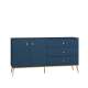 Skjenk MARINE - 160x85 cm - marineblå - 2 dører - 3 skuffer - metall bein