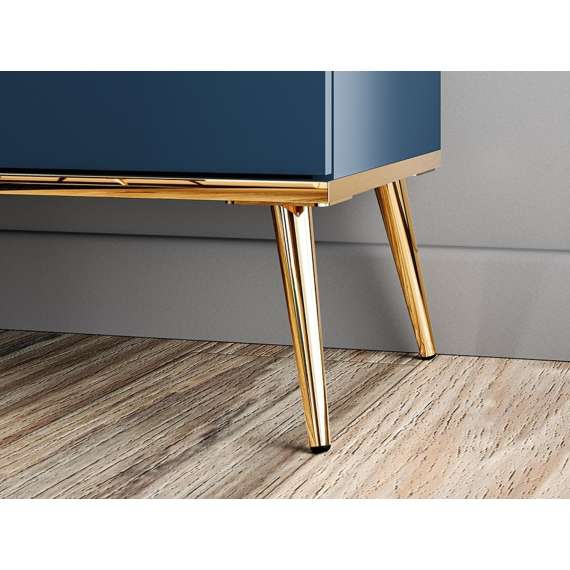 Vitrineskap MARINE - 152x92 cm - marineblå - 4 dører - metall bein