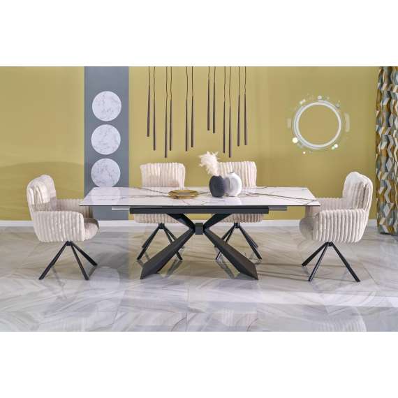 Stol LIBERIO - crem - svingbar - svart bein