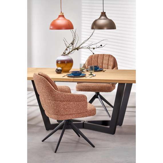 Stol KASAMA - kanel stoff - svingbar -  - svart bein