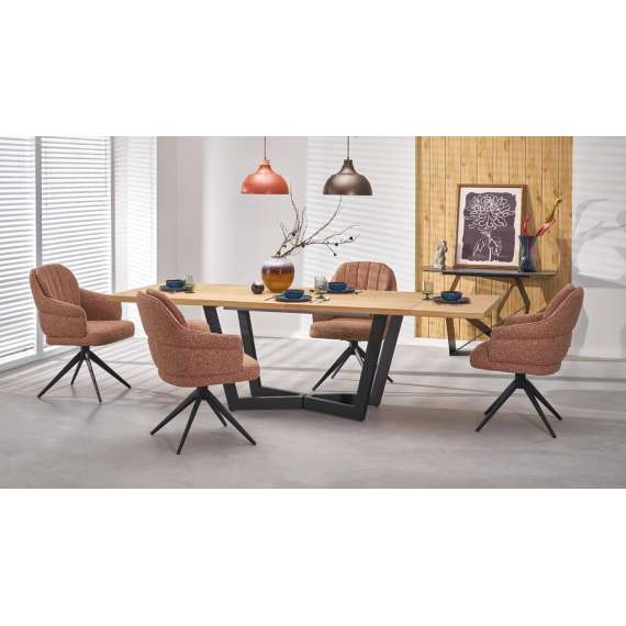 Stol KASAMA - kanel stoff - svingbar -  - svart bein