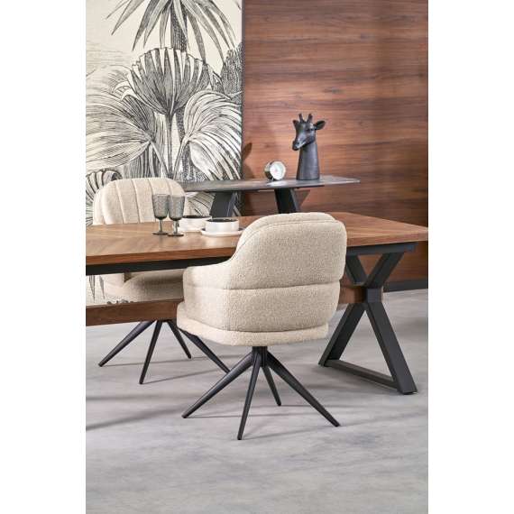 Stol KASAMA - beige stoff - svingbar -  - svart bein