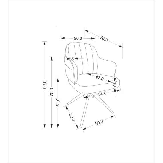 Stol KASAMA - beige stoff - svingbar -  - svart bein
