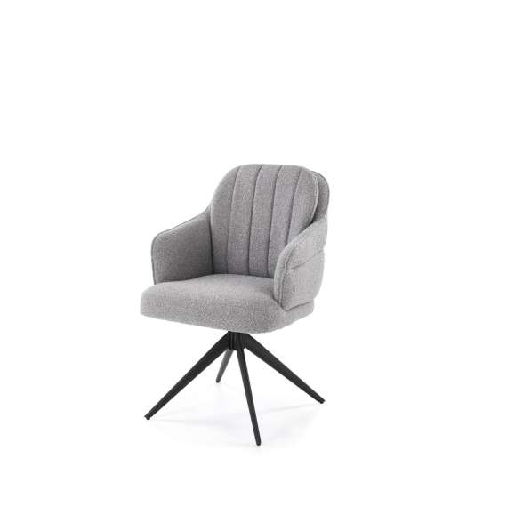 Stol KASAMA - grå stoff - svingbar -  - svart bein