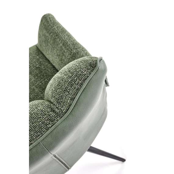 Stol AOSTA - grønn stoff - imitert skinn - svingbar - svart bein