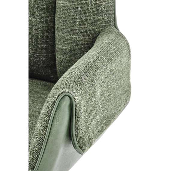 Stol AOSTA - grønn stoff - imitert skinn - svingbar - svart bein