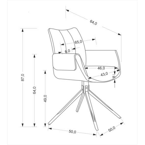 Stol AOSTA - grønn stoff - imitert skinn - svingbar - svart bein