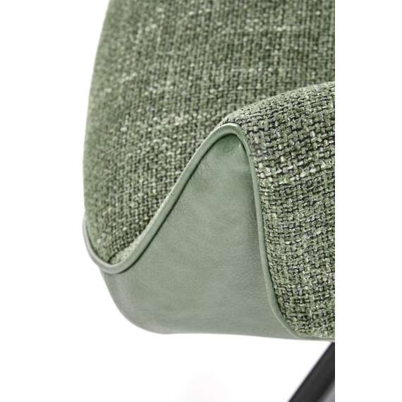 Stol AOSTA - grønn stoff - imitert skinn - svingbar - svart bein