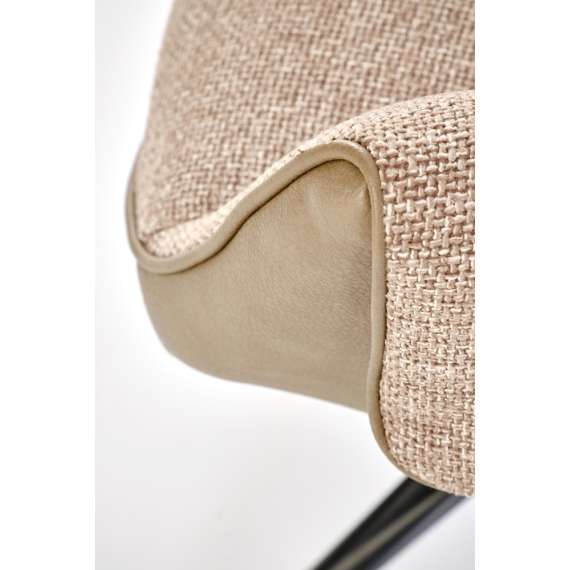 Stol AOSTA - brunn stoff - imitert skinn - svingbar - svart bein