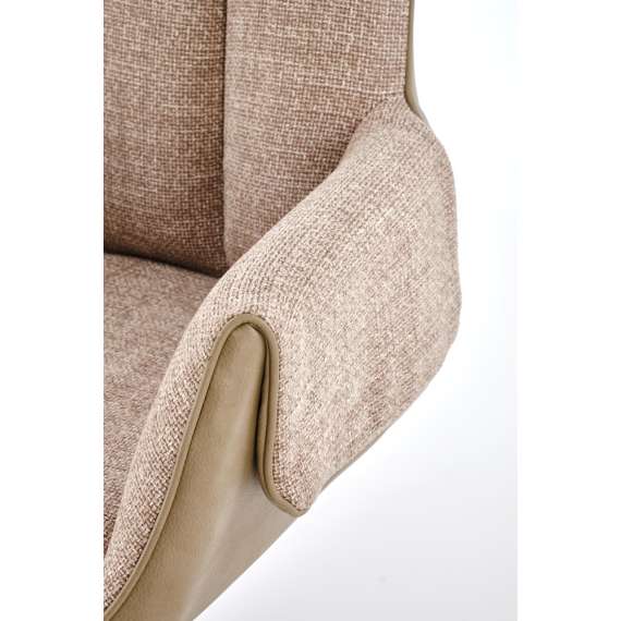 Stol AOSTA - brunn stoff - imitert skinn - svingbar - svart bein