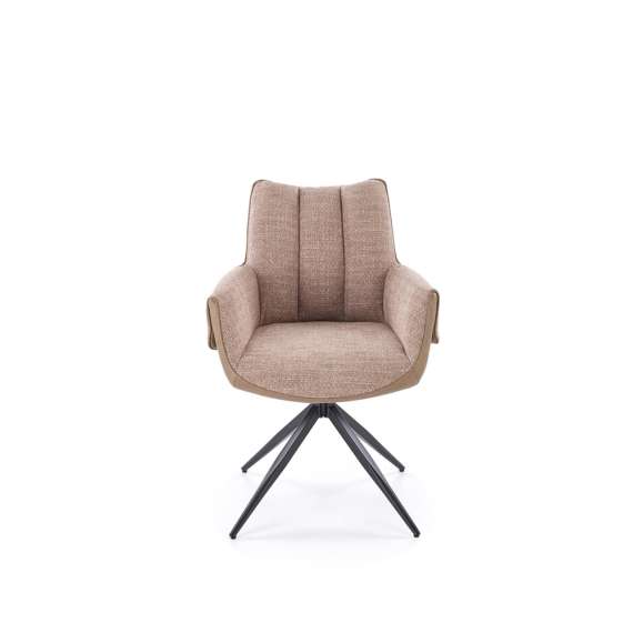 Stol AOSTA - brunn stoff - imitert skinn - svingbar - svart bein