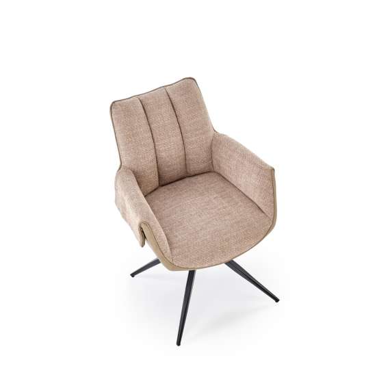 Stol AOSTA - brunn stoff - imitert skinn - svingbar - svart bein