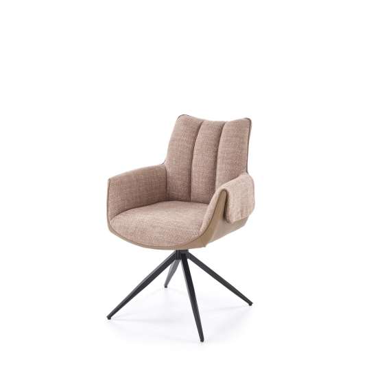 Stol AOSTA - brunn stoff - imitert skinn - svingbar - svart bein