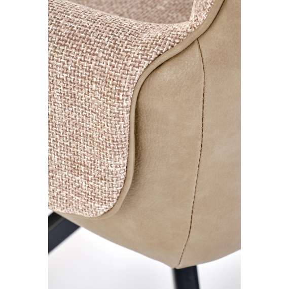 Stol AOSTA - brunn stoff - imitert skinn - svingbar - svart bein