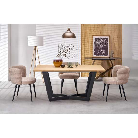 Stol BANGOR - beige stoff - svart bein