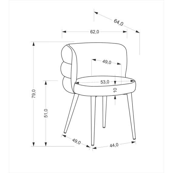 Stol BANGOR - grå stoff - svart bein