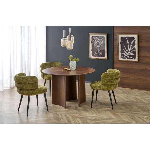 Stol BANGOR - oliven stoff - svart bein