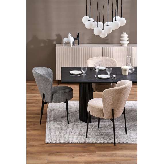 Stol OTTAWA - beige stoff - svart bein