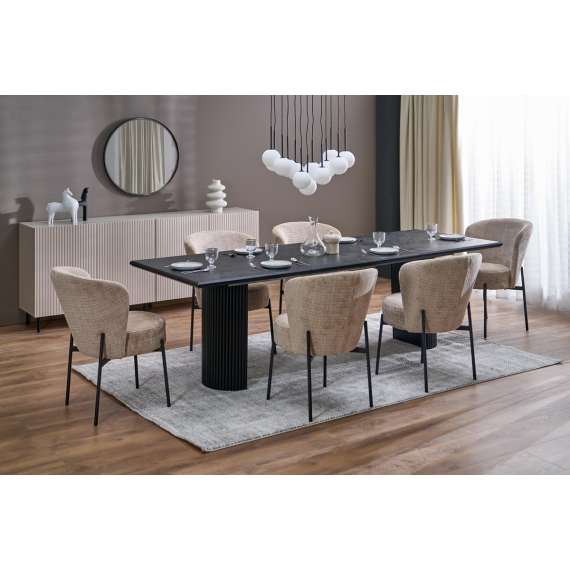 Stol OTTAWA - beige stoff - svart bein