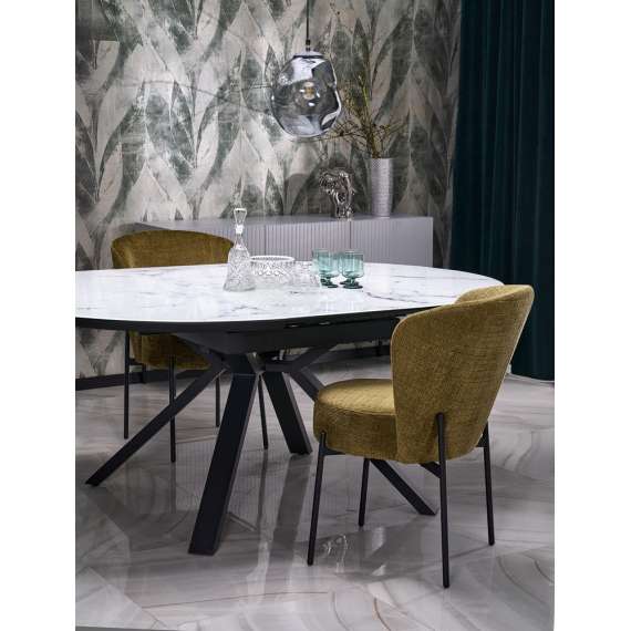 Stol OTTAWA - oliven stoff - svart bein