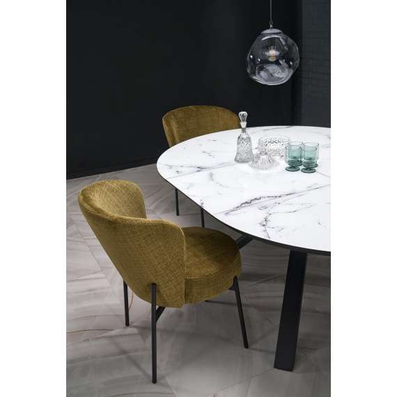 Stol OTTAWA - oliven stoff - svart bein