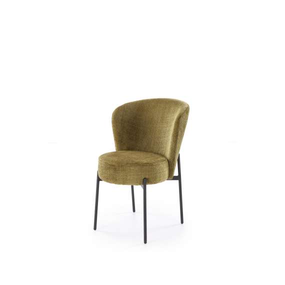 Stol OTTAWA - oliven stoff - svart bein