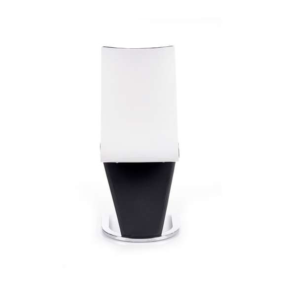 Stol KOEL - svart imitert skinn - hvit rygge - sølv bein