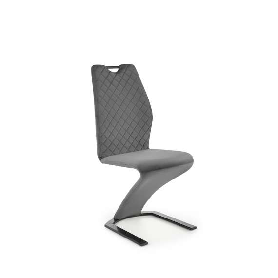 Stol KITAMI - grå velvet - svart blank metall bein