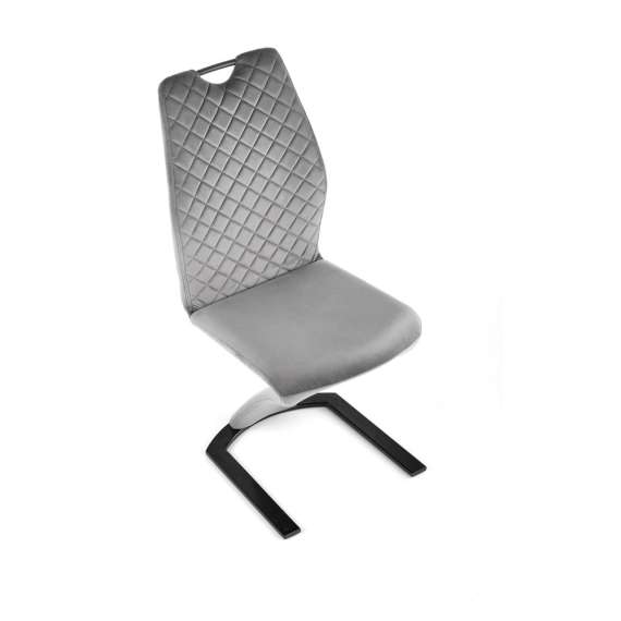 Stol KITAMI - grå velvet - svart blank metall bein