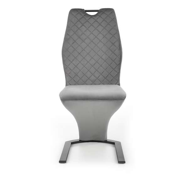 Stol KITAMI - grå velvet - svart blank metall bein
