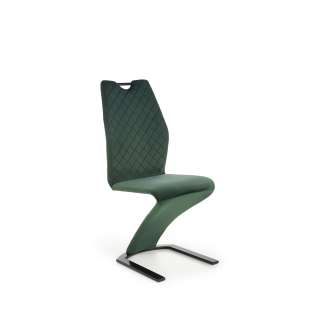 Stol KITAMI - flaskegrønn velvet - svart blank metall bein