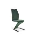 Stol KITAMI - flaskegrønn velvet - svart blank metall bein