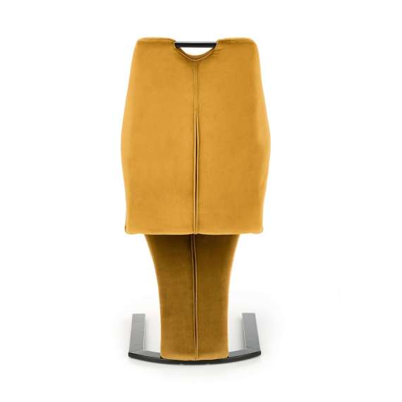 Stol KITAMI - sennepsgul velvet - svart blank metall bein