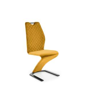 Stol KITAMI - sennepsgul velvet - svart blank metall bein