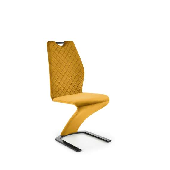 Stol KITAMI - sennepsgul velvet - svart blank metall bein