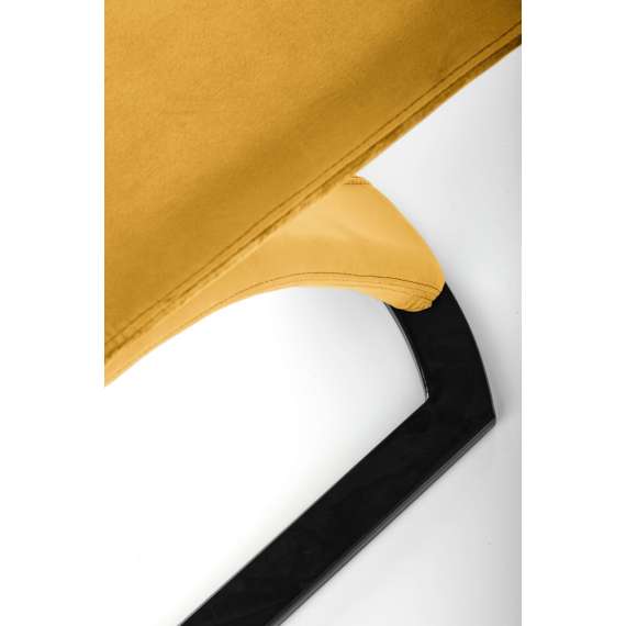 Stol KITAMI - sennepsgul velvet - svart blank metall bein
