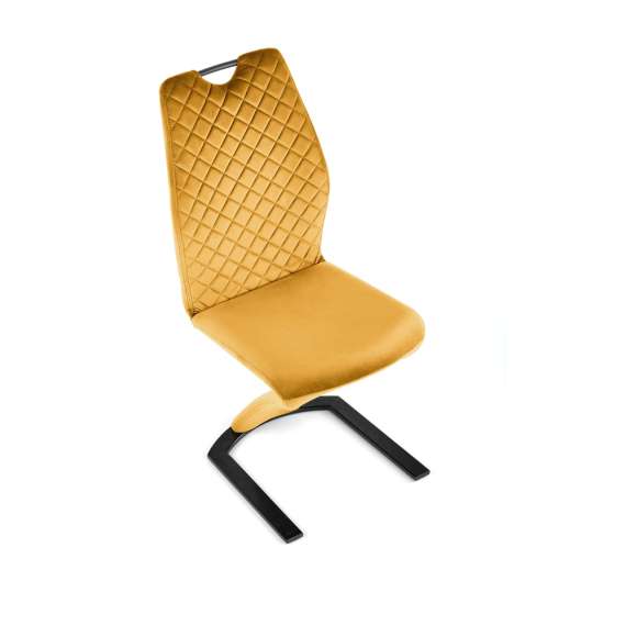 Stol KITAMI - sennepsgul velvet - svart blank metall bein