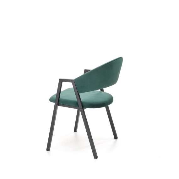 Stol MALIA - flaskegrønn velvet - svart  metall bein