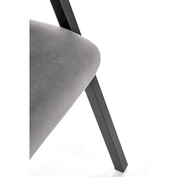 Stol MALIA - grå velvet - svart  metall bein
