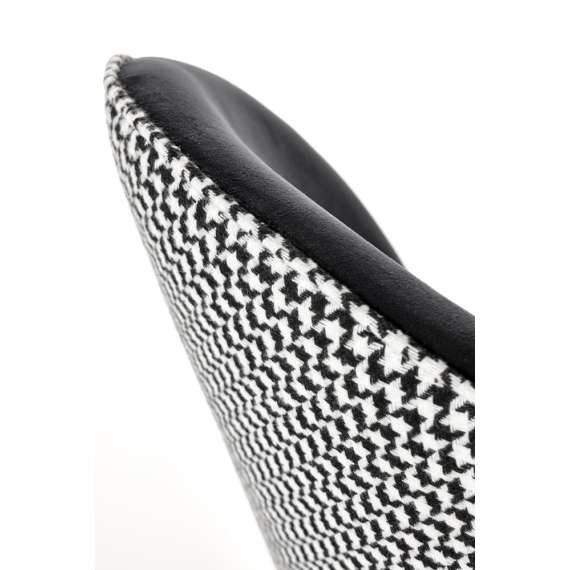 Stol SOFIA - svart velvet - svart-hvit hundetann mønster - svart  metall bein