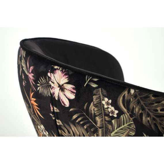 Stol ASTI - svart velvet - flerfargetes mønstret - svart  metall bein