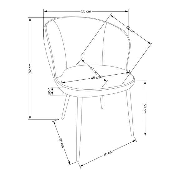 Stol ASTI - svart velvet - flerfargetes mønstret - svart  metall bein