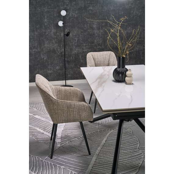 Stol ORKAN - beige stoff - svingbar -  - svart bein