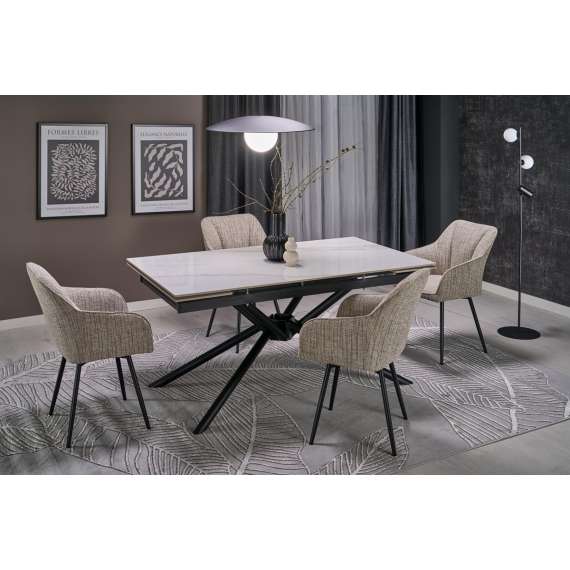 Stol ORKAN - beige stoff - svingbar -  - svart bein