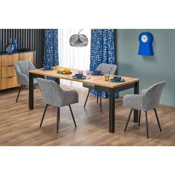 Stol ORKAN - grå stoff - svingbar - svart bein