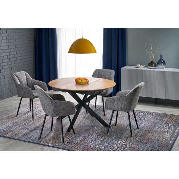 Stol ORKAN - grå stoff - svingbar - svart bein