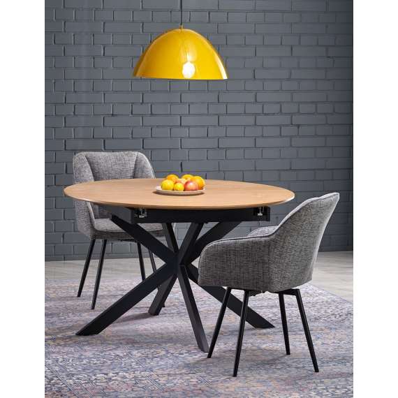 Stol ORKAN - grå stoff - svingbar - svart bein