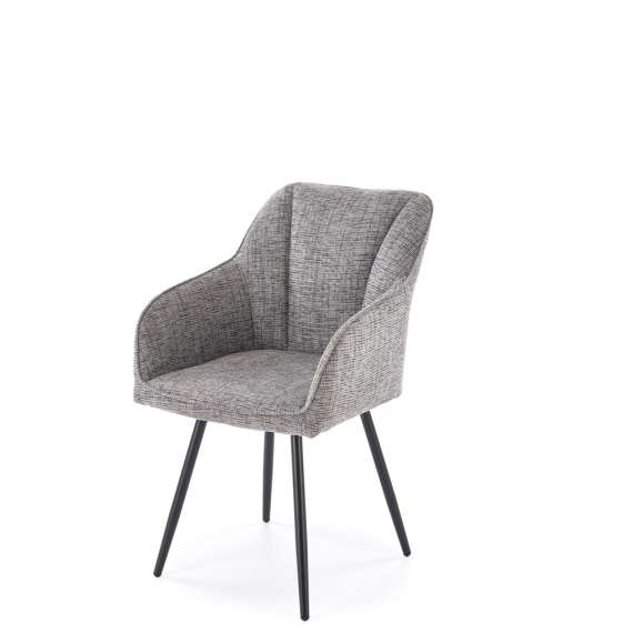 Stol ORKAN - grå stoff - svingbar - svart bein