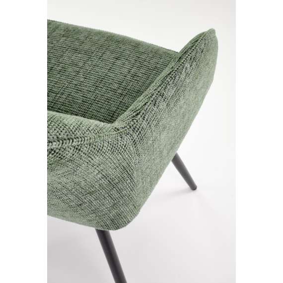 Stol ORKAN - oliven stoff - svingbar - svart bein